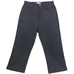 French Dressing Jeanswear Womens Capri Pants Stretch Black White Size 8 Waist 28